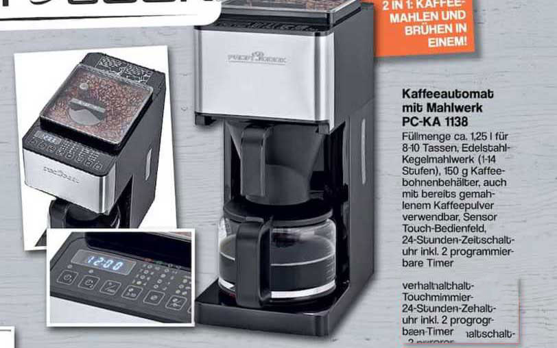امکانات قهوه سازحرفه ای پروفی کوک مدل Proficook Coffee Maker  PC-KA 1138