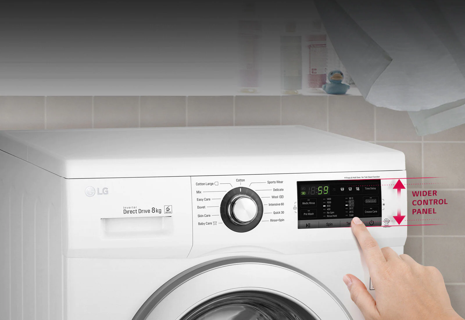 امکانات ماشین لباسشویی ال جی مدل LG FH2J3QDNP0 Washing Machine 7Kg