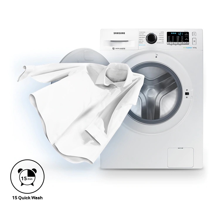 کیفیت ماشین لباسشویی 8 کیلو ادواش سامسونگ مدل Samsung 8.0 kg Ecobubble™ Front Load Washing Machine WW80K54E0WW