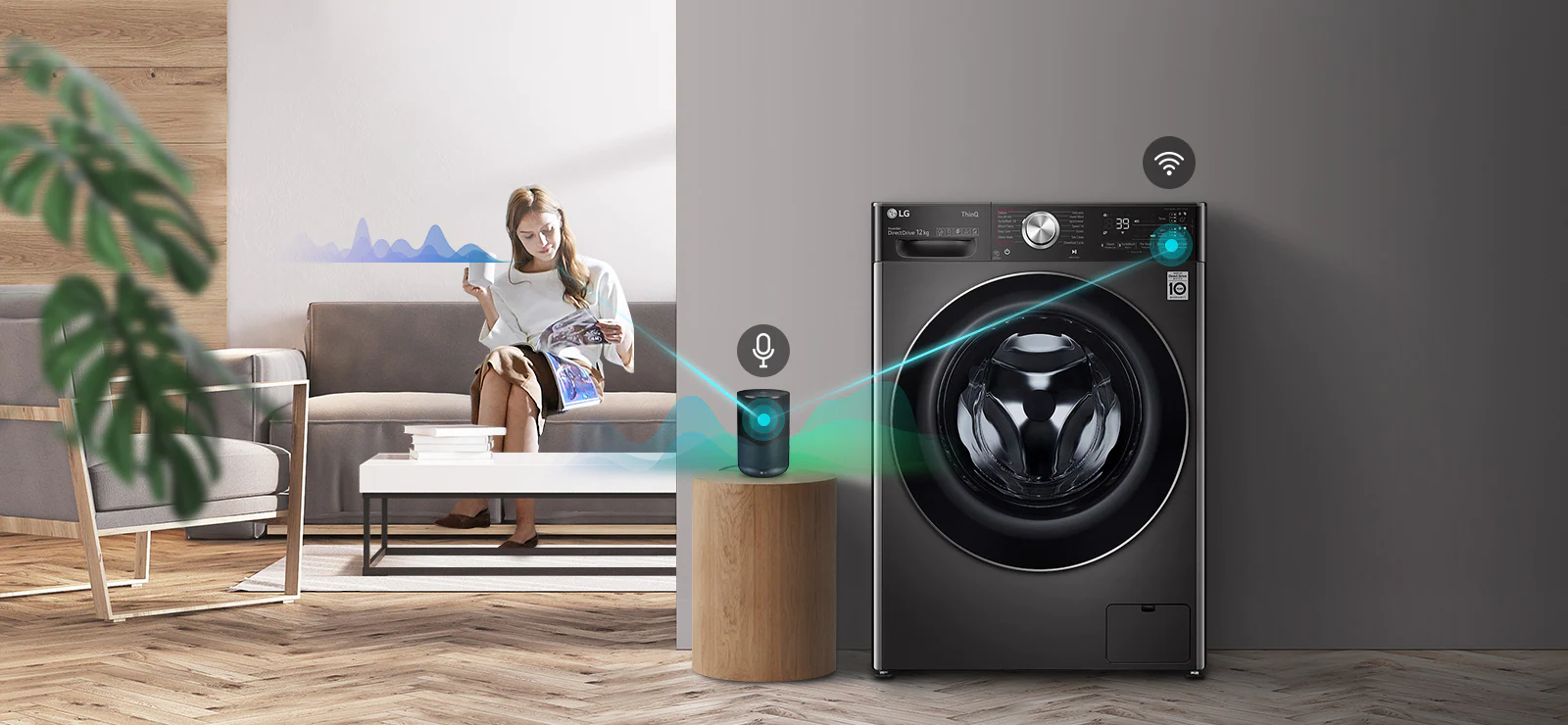 قابلیت ماشین لباسشویی ال جی مدل LG WDV1260BRP Washing Machine 12Kg