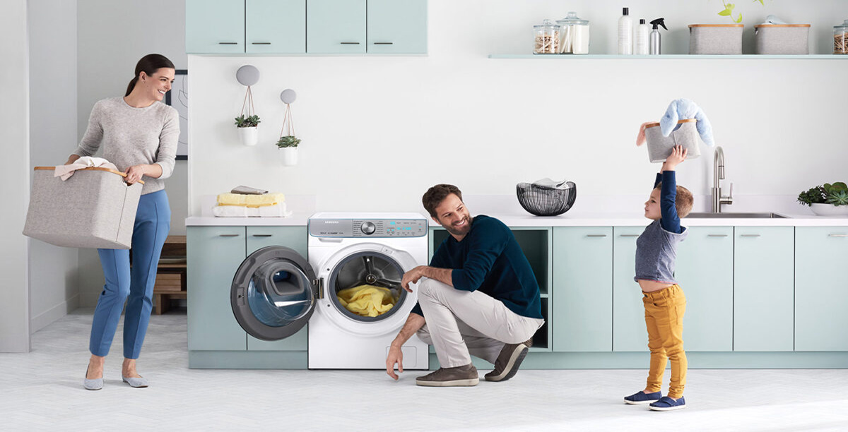 ماشین لباسشویی سامسونگ مدل Samsung WW90K54E0UW AddWashᵀᴹ front loader washing machine 9KG