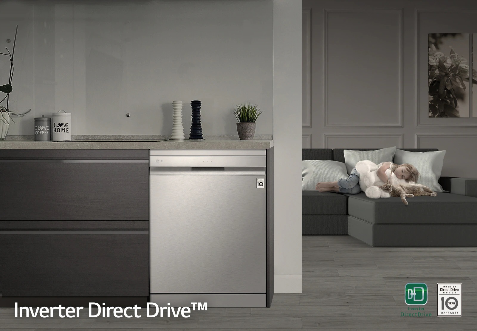 ماشین ظرفشویی ١٤ نفره ال جی مدل LG dishwasher DFB425FP