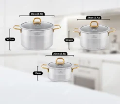 ست قابلمه 28-20-24 استیل P12 لایف اسمایل مدل LIFEP12-6