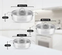 ست تابه 32-24-28 دودسته استیل P12 لایف اسمایل مدل LIFEP12SHR-6-3