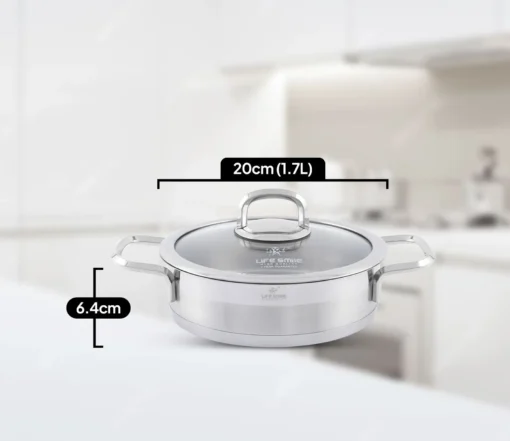 ماهیتابه 20 دودسته استیل P12 لایف اسمایل مدل LIFEP12SHR20