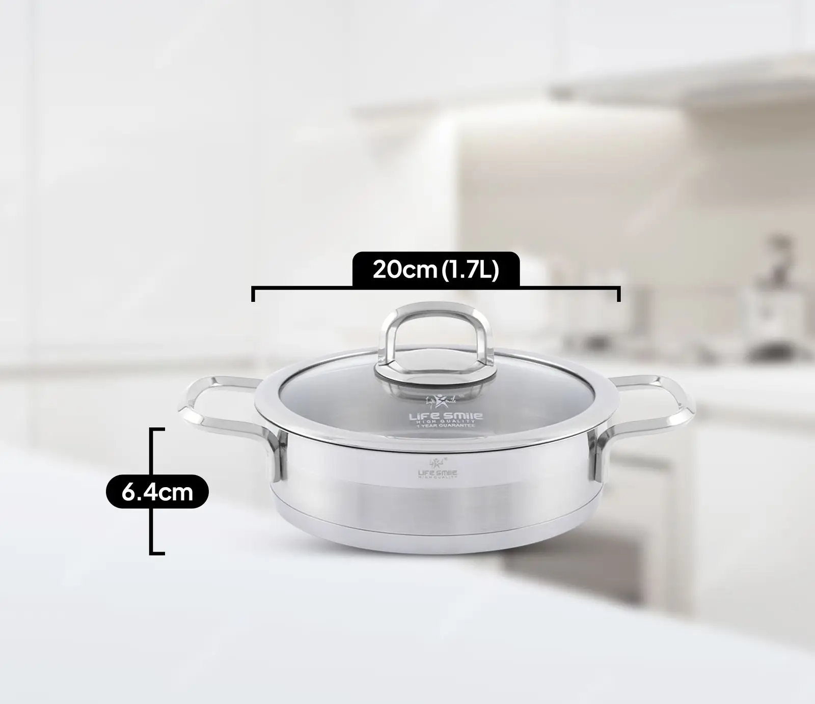 ماهیتابه 20 دودسته استیل P12 لایف اسمایل مدل LIFEP12SHR20