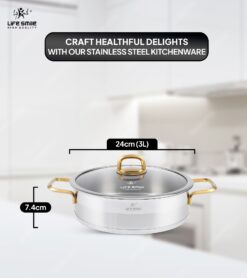 ماهیتابه 24 دودسته استیل P12 لایف اسمایل مدل LIFEP12SHR24