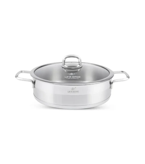 ماهیتابه 28 دودسته استیل P12 لایف اسمایل مدل LIFEP12SHR28