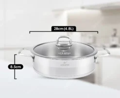 ماهیتابه 28 دودسته استیل P12 لایف اسمایل مدل LIFEP12SHR28