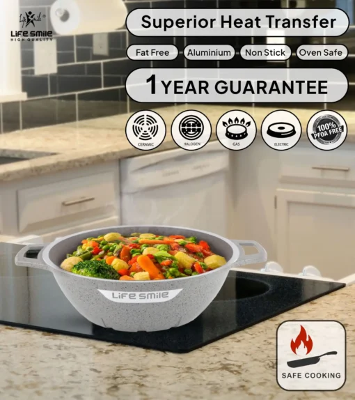 تابه وک 28 دو دسته گرانیت FLCM لایف اسمایل مدل FLCM2HWOK-28