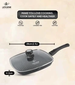 ماهیتابه 28 تک دسته مربع گرانیت FLCM لایف اسمایل مدل FLCMGL-28