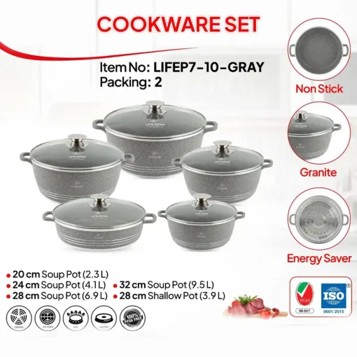 سرویس قابلمه گرانیتی لایف اسمایل LIFEP7-10