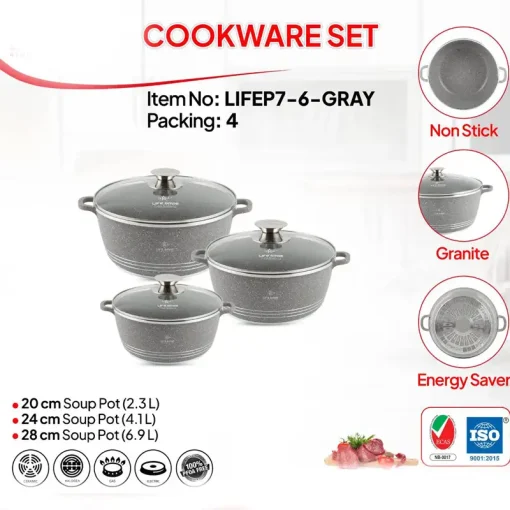 سفارش آنلاین سرویس 6 پارچ لایف اسمایل مدل LIFEP7-6 سایز20-24-28