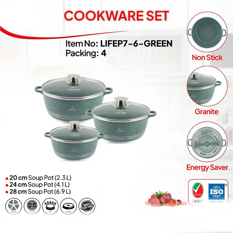 ویژگی های ست قابلمه 28-24-20 گرانیت LIFEP7-6