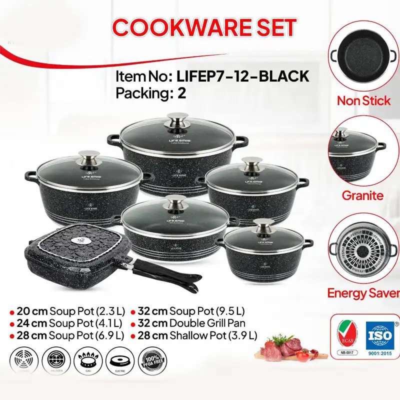 قیمت روز سرویس قابلمه گرانیتی لایف اسمایل مدل LIFEP7