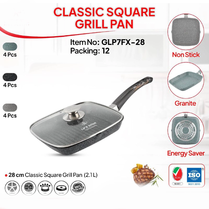 ویژگی تابه گریل لایف اسمایل مدل GLP7FX-28