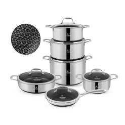 ویژگی های سرویس قابلمه لایف اسمایل مدل P-18 ۱۲ پارچه استیل کف لیزری
