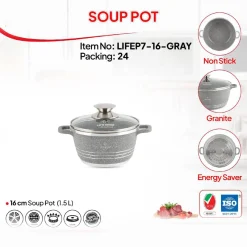 مشخصات قابلمه گرانیتی لایف اسمایل مدل LIFEP7 16