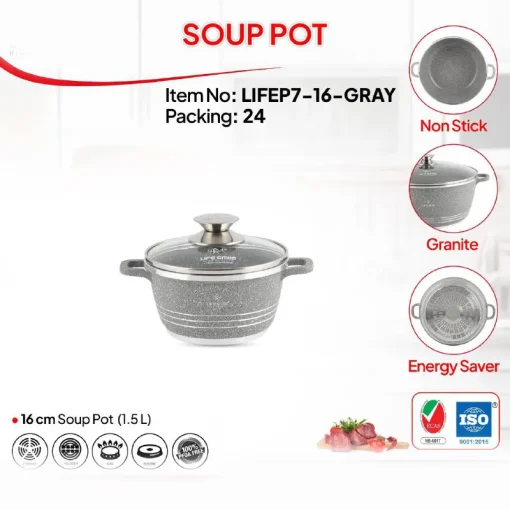 مشخصات قابلمه گرانیتی لایف اسمایل مدل LIFEP7 16