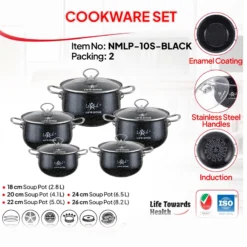 قیمت سرویس قابلمه 10 پارچه لایف اسمایل لعابی مدل NMLP-10S-F1