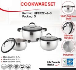 سرویس قابلمه ۶ پارچه استیل لایف اسمایل مدل LIFEP22-6-3
