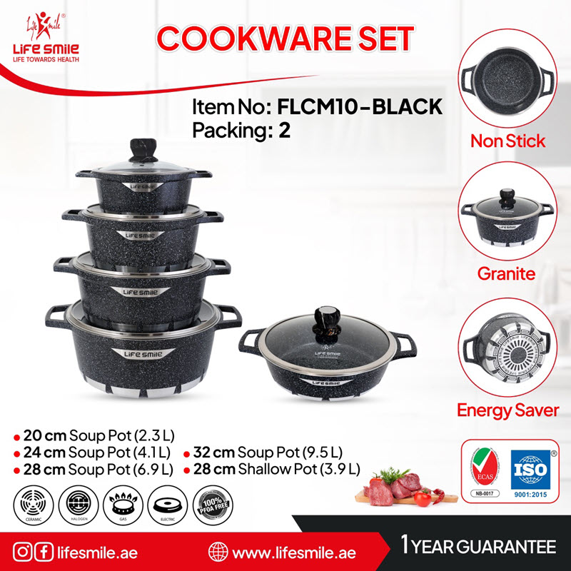 سرویس قابلمه 10 پارچه گرانیتی لایف اسمایل مدل FLCM10