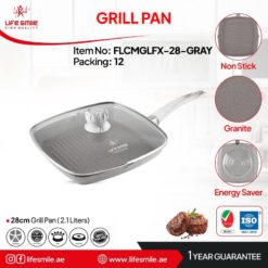 تابه گریل ۲۸ سانتی گرانیت لایف اسمایل FLCMGLFX-28