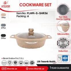 تابه دو دسته گرانیتی سایز 36 لایف اسمایل FLHM-S-SHR-36