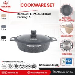 تابه دو دسته گرانیتی سایز 40 لایف اسمایل FLHM-S-SHR-40