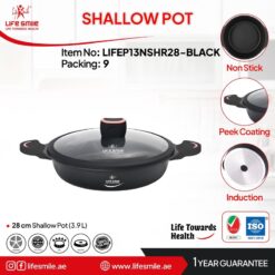 تابه دو دسته ۲۸ سانتی تیتانیوم لایف اسمایل LIFEP13NSHR28