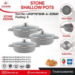 ست تابه دو دسته گرانیتی 6 پارچه لایف اسمایل LIFEP7STSHR-6-3