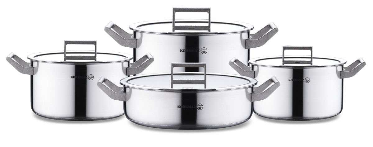 مشخصات سرویس قابلمه استیل ۸ پارچه Korkmaz Plata A2786