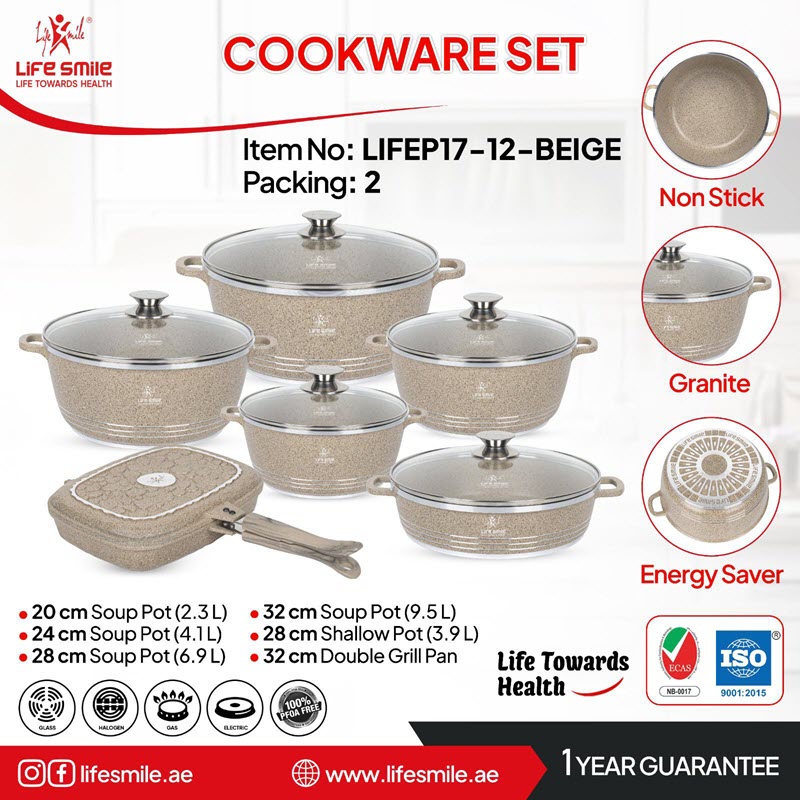 سرویس قابلمه 12 پارچه گرانیتی لایفاسمایل مدل LIFEP17-12