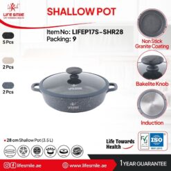 تابه دو دسته سایز 28 گرانیتی لایف اسمایل LIFEP17S-SHR28
