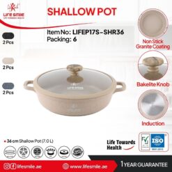 تابه دو دسته سایز 36 گرانیتی لایف اسمایل LIFEP17S-SHR36