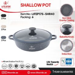 تابه دو دسته سایز 40 گرانیتی لایف اسمایل LIFEP17S-SHR40