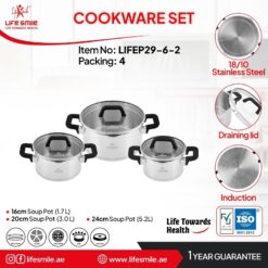 سرویس قابلمه 6 پارچه استیل لایف اسمایل مدل LIFEP29-6-2