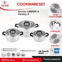 سرویس قابلمه 6 پارچه استیل لایف اسمایل مدل LIFEP29-6