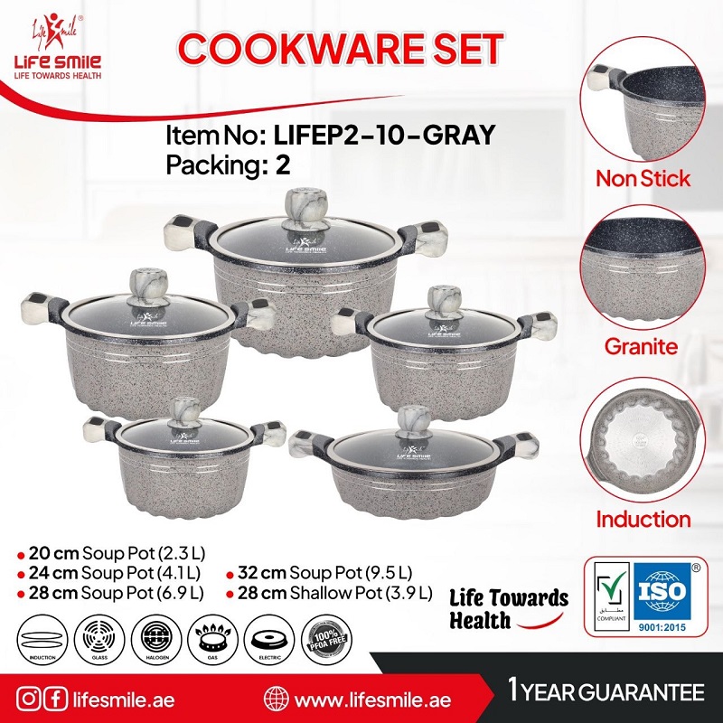 سرویس قابلمه 10 پارچه گرانیتی لایف اسمایل مدل LIFEP2-10 - Image 2